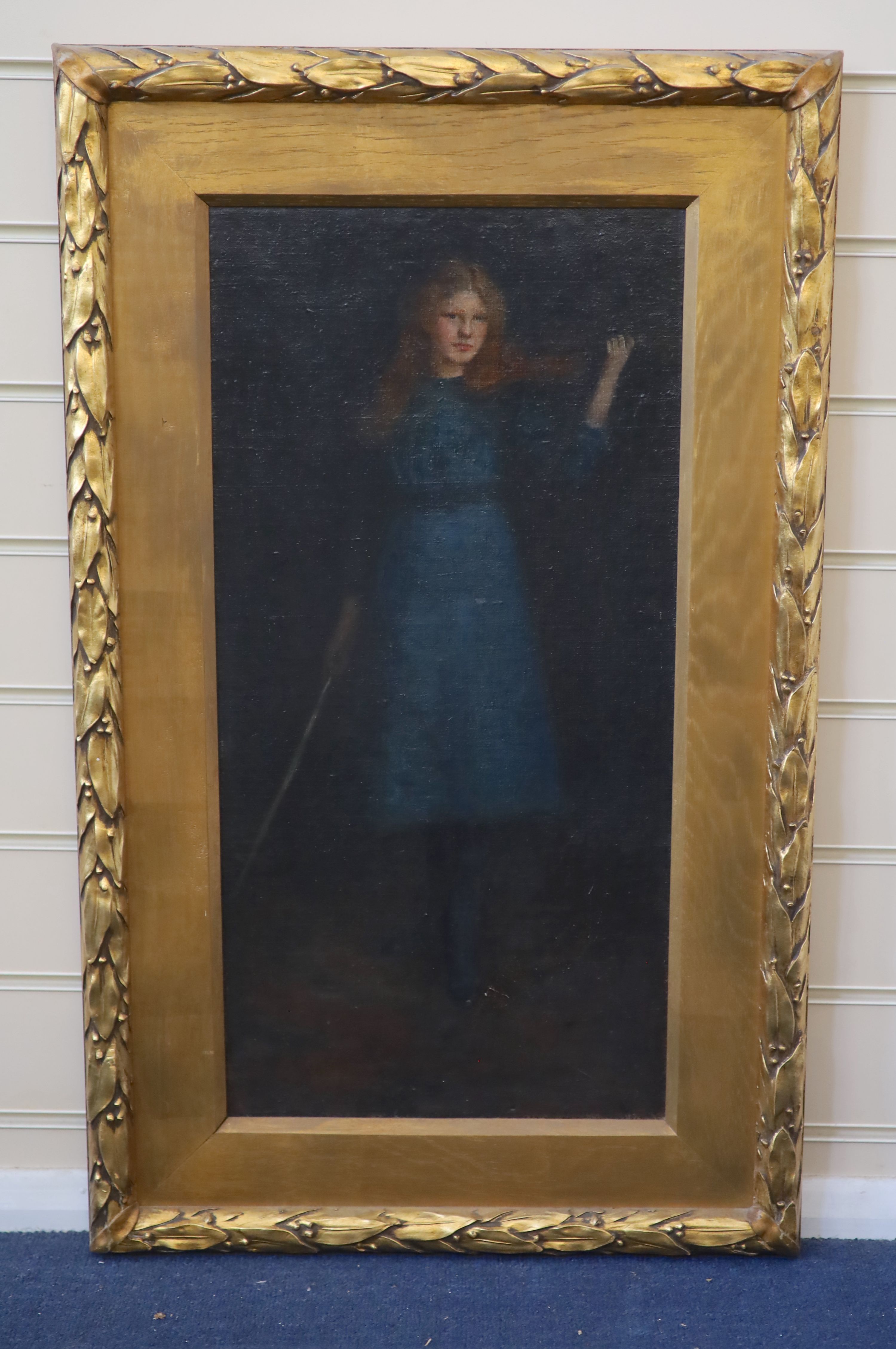 Thomas Binney Gibbs (1870-1947), Red-haired girl playing a violin, Oil on canvas, 61 x 31cm.